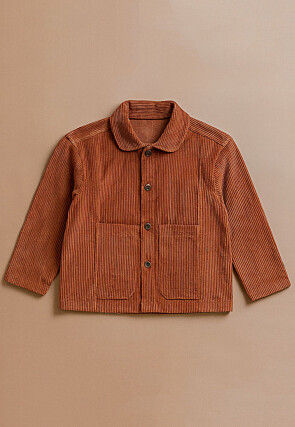 Soild Color Corduroy Jacket in Brown