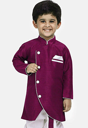 Soild Color Dupion Silk Kurta in Magenta