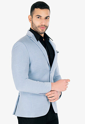 Solid Color Acrylic Blazer in Sky Blue