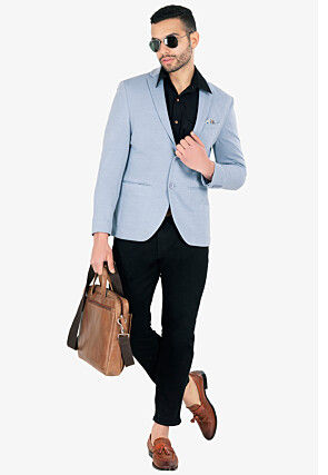 Solid Color Acrylic Blazer in Sky Blue