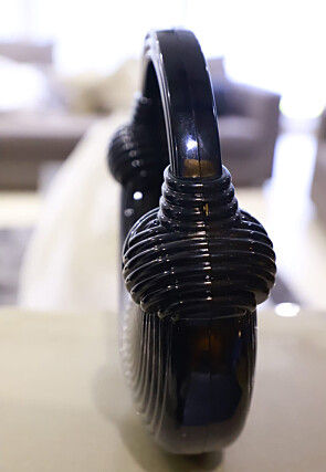 Solid Color Acrylic Round Clutch Bag in Black