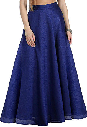 Solid Color Art Dupion Silk A Line Skirt in Royal Blue
