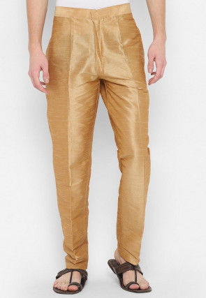 Solid Color Art Dupion Silk Pant in Beige
