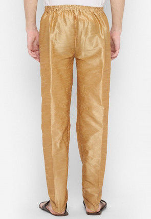 Solid Color Art Dupion Silk Pant in Beige