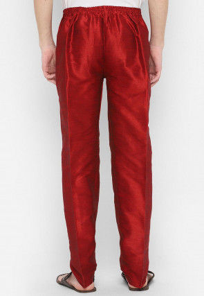 Solid Color Art Dupion Silk Pant in Maroon