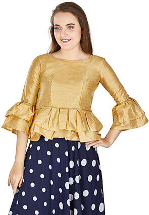 Solid Color Art Silk Blouse in Beige