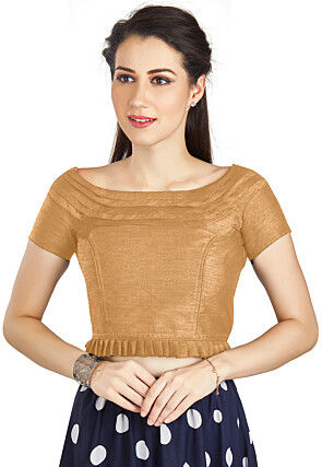 Solid Color Art Silk Blouse in Beige