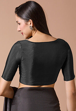 Solid Color Art Silk Blouse in Black