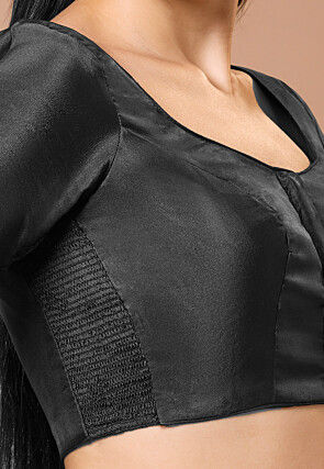 Solid Color Art Silk Blouse in Black