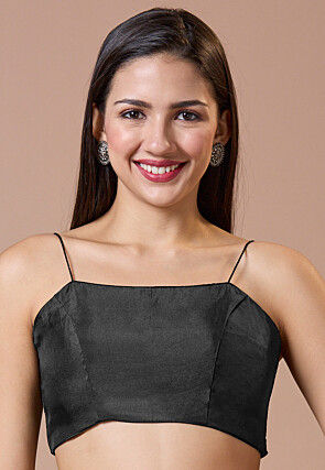 Solid Color Art Silk Blouse in Black