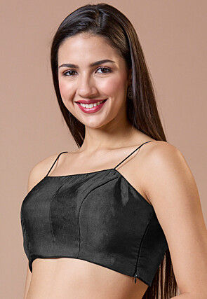 Solid Color Art Silk Blouse in Black