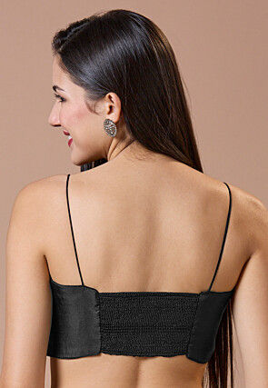 Solid Color Art Silk Blouse in Black