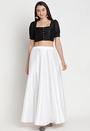 Solid Color Art Silk Blouse in Black