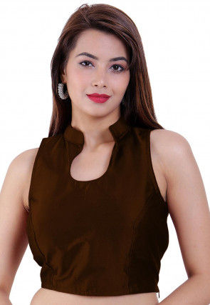 Solid Color Art Silk Blouse in Brown