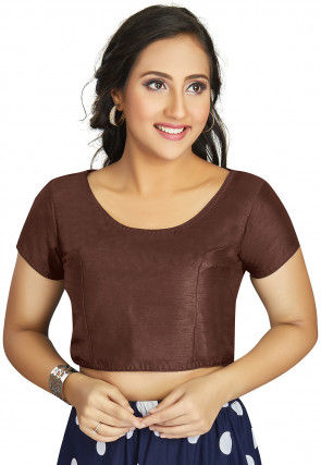 Solid Color Art Silk Blouse in Brown