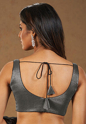 Solid Color Art Silk Blouse in Dark Grey