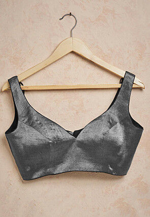 Solid Color Art Silk Blouse in Dark Grey