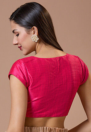 Solid Color Art Silk Blouse in Fuchsia