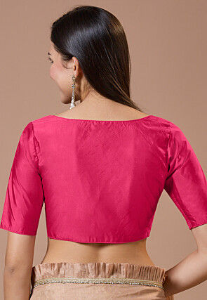 Solid Color Art Silk Blouse in Fuchsia