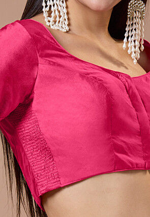 Solid Color Art Silk Blouse in Fuchsia