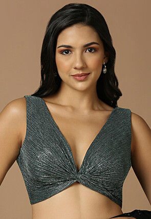 Solid Color Art Silk Blouse in Grey