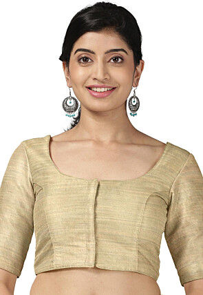 Solid Color Art Silk Blouse in Light Beige