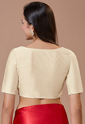 Solid Color Art Silk Blouse in Light Beige
