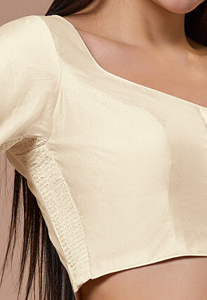 Solid Color Art Silk Blouse in Light Beige
