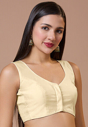 Solid Color Art Silk Blouse in Light Beige