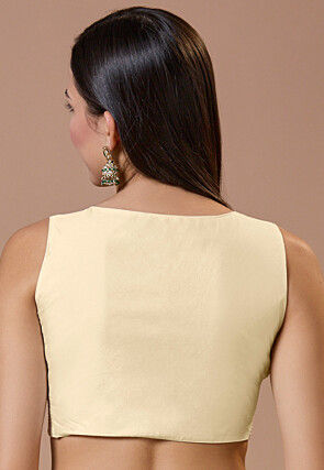 Solid Color Art Silk Blouse in Light Beige
