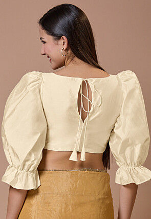 Solid Color Art Silk Blouse in Light Beige