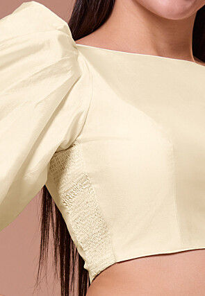 Solid Color Art Silk Blouse in Light Beige