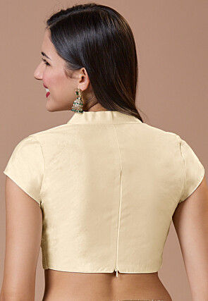 Solid Color Art Silk Blouse in Light Beige