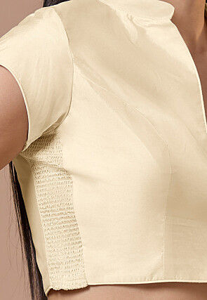 Solid Color Art Silk Blouse in Light Beige
