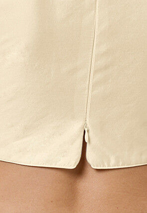 Solid Color Art Silk Blouse in Light Beige