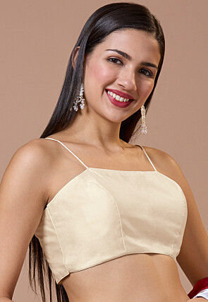 Solid Color Art Silk Blouse in Light Beige