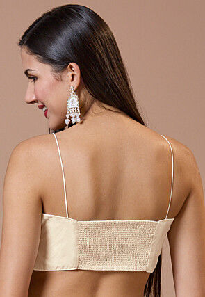 Solid Color Art Silk Blouse in Light Beige