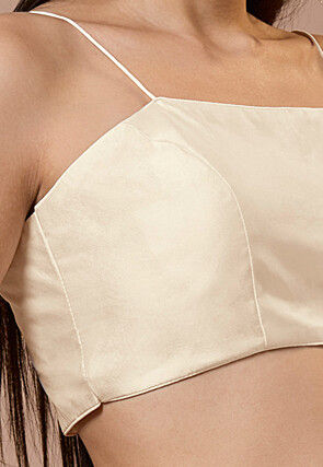 Solid Color Art Silk Blouse in Light Beige