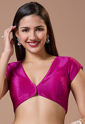 Solid Color Art Silk Blouse in Magenta