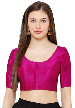 Solid Color Art Silk Blouse in Magenta