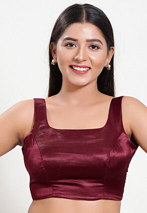 Solid Color Art Silk Blouse in Maroon