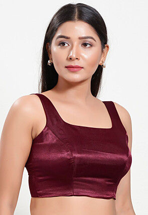 Solid Color Art Silk Blouse in Maroon