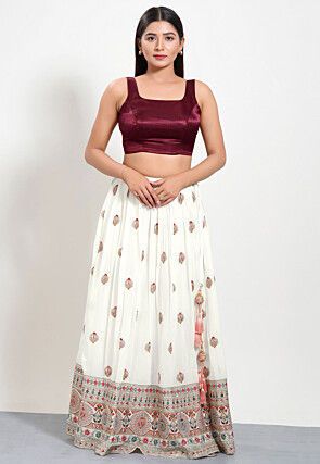 Solid Color Art Silk Blouse in Maroon