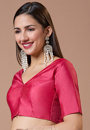 Solid Color Art Silk Blouse in Pink
