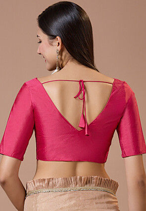 Solid Color Art Silk Blouse in Pink
