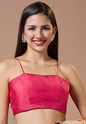 Solid Color Art Silk Blouse in Pink