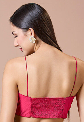 Solid Color Art Silk Blouse in Pink