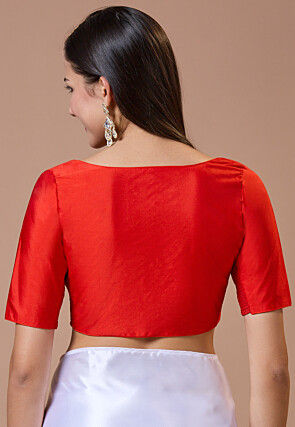 Solid Color Art Silk Blouse in Red