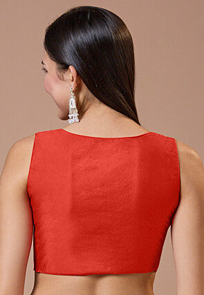 Solid Color Art Silk Blouse in Red