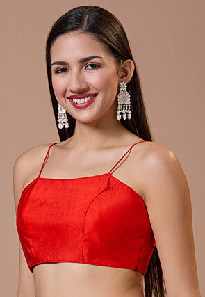 Solid Color Art Silk Blouse in Red